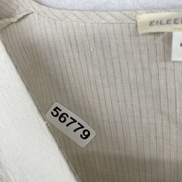 EILEEN FISHER Tunic Top S Linen Striped V-neck Kaftan Cover Up Beige - Picture 10 of 10